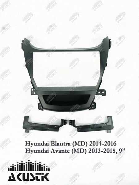 Pамка Hyundai Elantra (MD) 2014-2016, Avante (MD) 2013-2015, 9", чорна 144097 фото